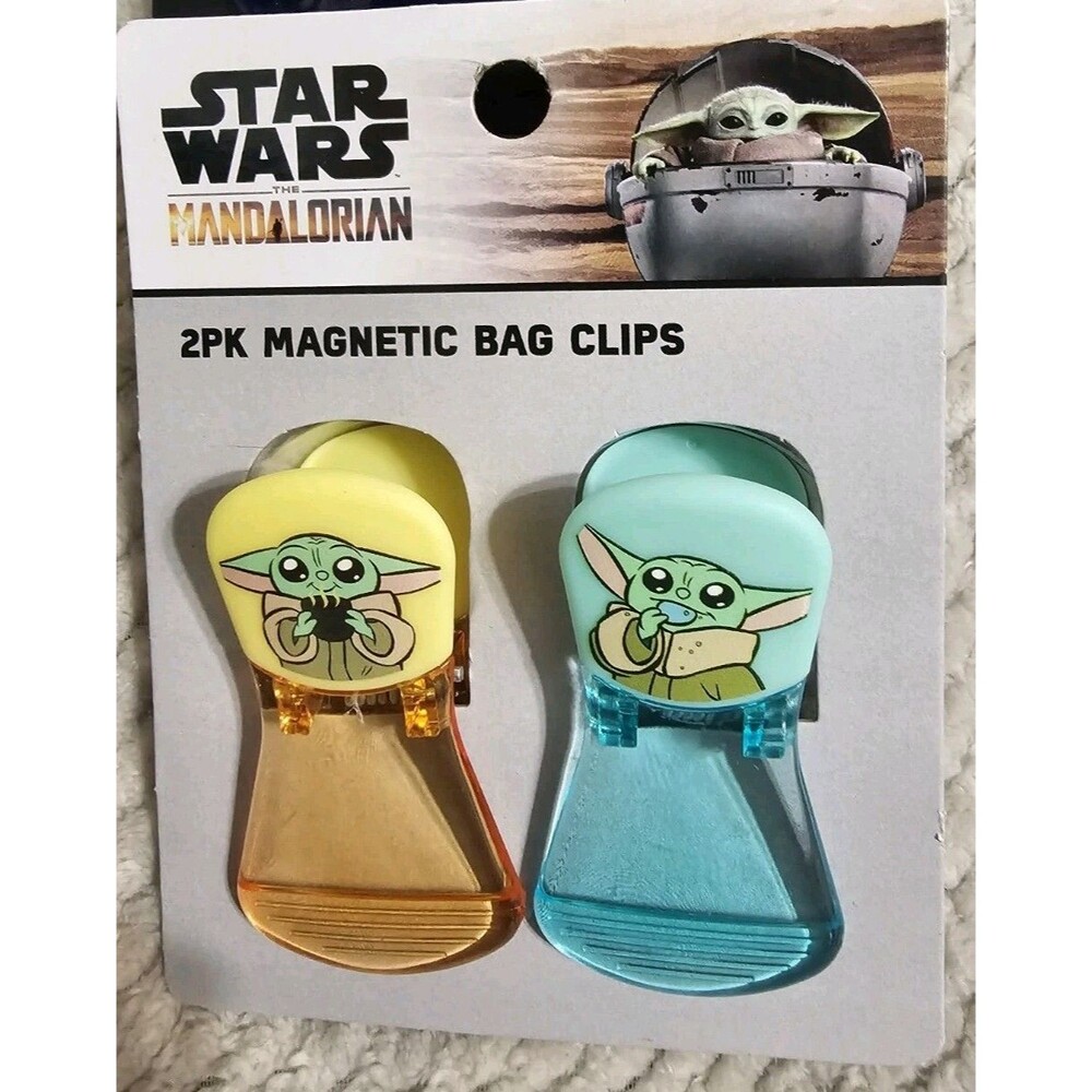 Disney Star Wars Mandalorian Baby Yoda Grogu Home Magnetic Chip Bag Clips 2 Pk